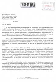 WSB-TV letter to Richard Berman of the Center for Consumer Freedom