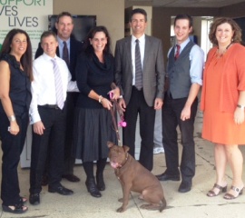 Staff of the Animal Rescue League in Pittsburgh with Wayne Pacelle and Gizmo