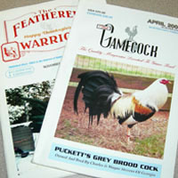 Cockfighting magazines The Feathered Warrior and The Gamecock