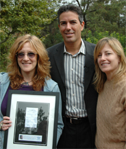 Carol Leifer, Wayne Pacelle and Lori Wolf with Michael Vick's notes