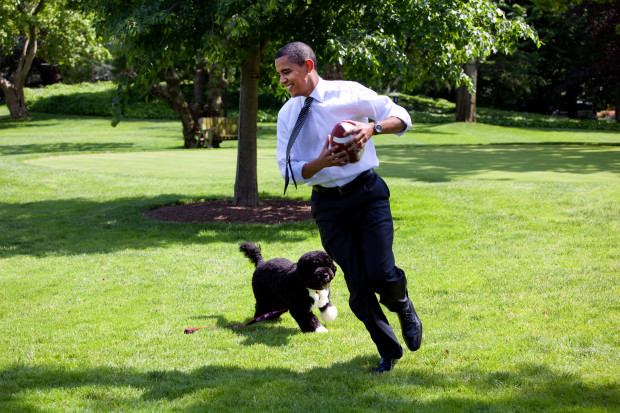 President Obama with his dog, Bo,